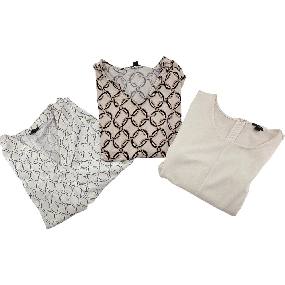 Ann Taylor XL Bundle 3 Blouses Work Career Tops Neutral Print Office